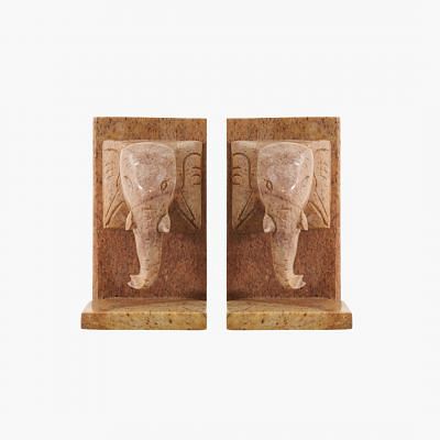 Barjua Elephant  Bookends (Set Of Two), BROWN color0