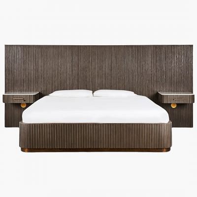 Finnley Bed With Built-In Headboard, GREY color0