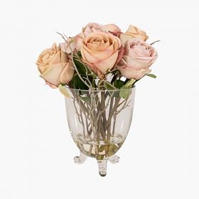 Garden Rose Bouquet In Glass Vase