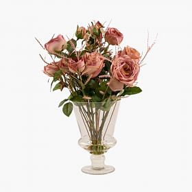 Garden Rose Bouquet In Glass Vase