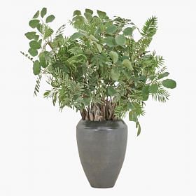 Exotic Plant Arrangement In Ceramic Vase