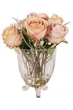 Garden Rose Bouquet In Glass Vase